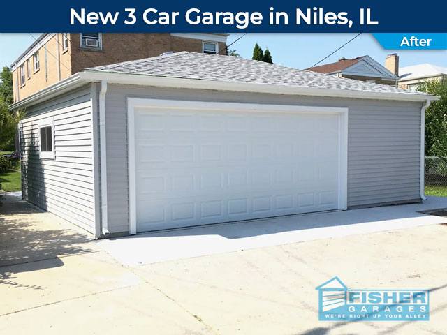 New 3 Car Garage in Niles, IL - Fisher Garages